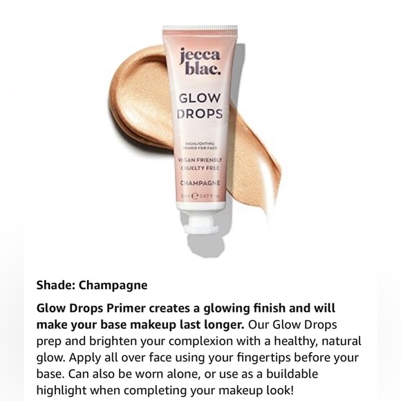 Jecca Blac Glow Drops in Champagne- used 1 time - Picture 2 of 8